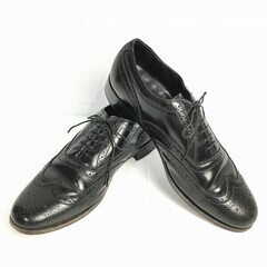 85年製?Vintage 　フローシャイム/FRORSHEIM　フルブローグ　ウイングチップ〈黒/BLACK/ブラック〉size8.5D　26.0-26.5/メンズ//men's 菅NO.WZD-121の画像