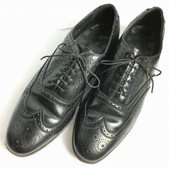 85年製?Vintage 　フローシャイム/FRORSHEIM　フルブローグ　ウイングチップ〈黒/BLACK/ブラック〉size8.5D　26.0-26.5/メンズ//men's 菅NO.WZD-121の画像
