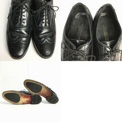 85年製?Vintage 　フローシャイム/FRORSHEIM　フルブローグ　ウイングチップ〈黒/BLACK/ブラック〉size8.5D　26.0-26.5/メンズ//men's 菅NO.WZD-121の画像