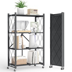 【新品未使用】メタル製ラック 折りたたみ式 スチールラック 4段...