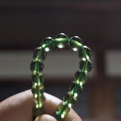 ●6mm●グリーンアンバーブレスレット●の画像