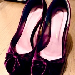 【美品】ベルベット パンプス 24.5cmの画像