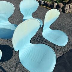 スタッキング　チェアー　　６脚　ブルーの画像