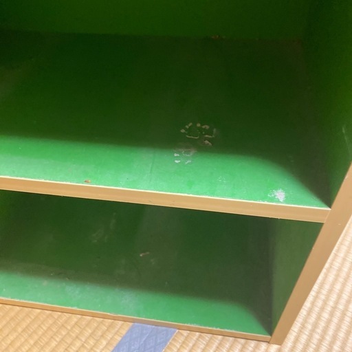 昭和レトロポップ木製3段ラック 緑色 約幅50cm カラーボックス