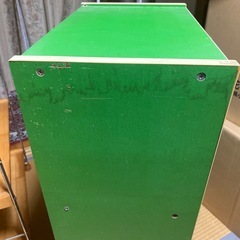 昭和レトロポップ木製3段ラック 緑色 約幅50cm カラーボックスの画像