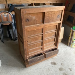 昭和レトロ木製食器棚　引き出し2 戸棚2 骨董　水屋　古民具　和...
