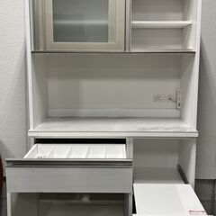 ニトリ　リガーレ100　キッチンボード　食器棚　ホワイト キッチンボード(上置き付き リガーレ100KBロータイプ WH