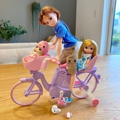 リカちゃん4点セット★ハルトくん＆ミキちゃん＆かこちゃん電動自転車