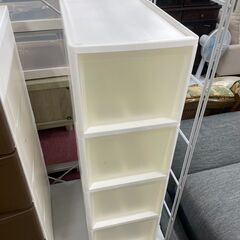 収納ケース　No.3480　ホワイト/クリア　4段収納　※下段欠...