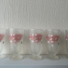 宇野千代　桜柄グラス