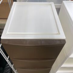 収納ケース　No.3481　ブラウン/ホワイト　4段収納　【リサイクルショップどりーむ荒田店】の画像