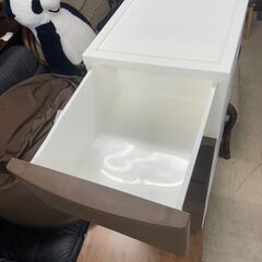 収納ケース　No.3481　ブラウン/ホワイト　4段収納　【リサイクルショップどりーむ荒田店】の画像