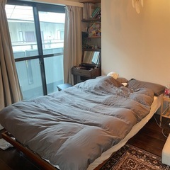 【早い者勝ち】セミダブルベッド（木製フレーム＋マットレス付き）
