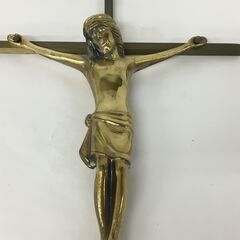 JME034S)★大特価★ヨーロッパ雑貨 十字架張付 アンティーク小物/飾り 重量320ｇ 幅：約18cm 高さ：約26.5cm  中古品【取りに来られる方限定】の画像