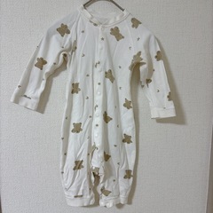 綿100% ベビーロンパース③ 肌着 かわいいくまプリント 90cm 