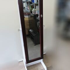 【自社配送は札幌市内限定】木製 収納付き スタンドミラー 全身鏡...