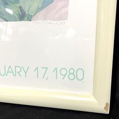 【R249】箱入り/額縁/壁飾り/白枠/ユリ/絵/長方形/50×104/額装/木製/額縁フレーム/白額/欠けあり/中古/現状品の画像