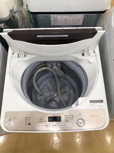 【半年間動作保証付き】SHARP 全自動洗濯機　ES-GE6D 6.0kg 2020年製