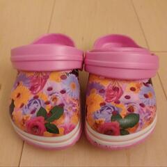 キッズ 花柄 ピンク クロッグサンダル☆14cmの画像