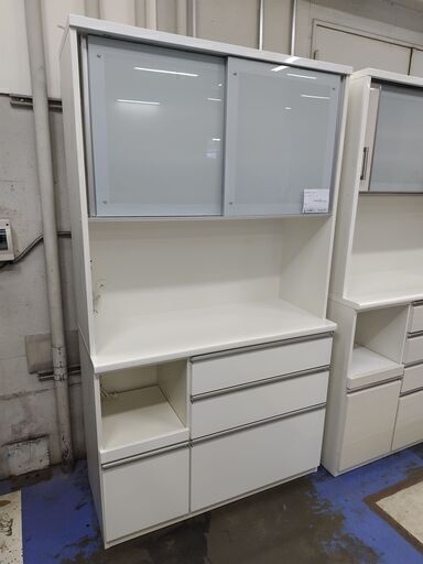 松田家具　レンジボード　ホワイト売ります！ 松田家具】レンジボード バニラ700 引出付き 幅70cm ホワイト