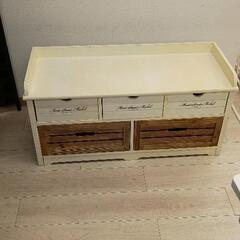 0611-121 アンティークベンチ　引き出し付き