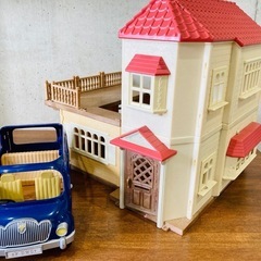 シルバニアファミリー家と車セット　の画像