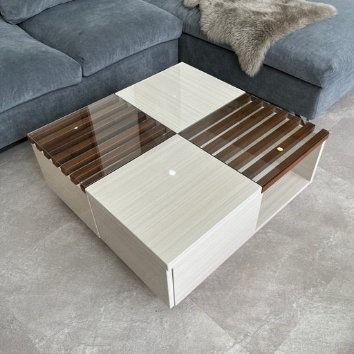 高級感あり/ローテーブル /　センターテーブル　リビング　ホワイト&ブラウン