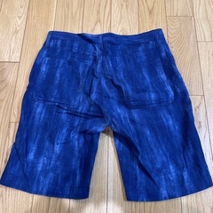 メンズ ブルー リネン混合 ショートパンツ ハーフパンツ 未使用 未使用品 美品の画像