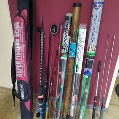 中古品・昭和の釣り道具など・投げ竿・フナ竿・ルアーロッドなど