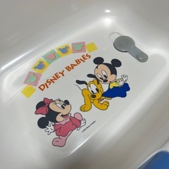 【Disney】ディズニーベビー　沐浴用ベビーバス　赤ちゃんのお風呂　ブルー　ベビーミッキーあんどミニー　ピジョンの温度計付きの画像