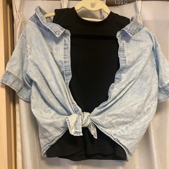 決まりました　
140②　重ね着風シャツ　タンクトップ付き　Tシャツの画像
