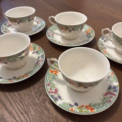 【5脚】PATRIARCA ティーカップ・ソーサー 花柄の画像