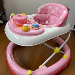 ベビー歩行器　ピンク　折り畳み/
おもちゃ取り外し可能
