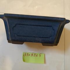 4号鉢　盆栽鉢　青　陶器の画像