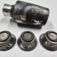 錫製酒器　ちろり　お猪口　セットの画像