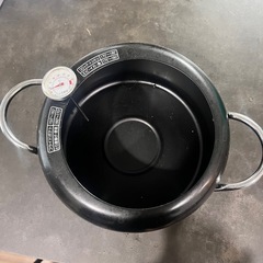 美品)鉄製温度計付両手天ぷら鍋