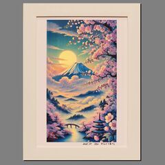 【いまを歴史にする AIアート】桜富士山日本20枚限定A4額●が...