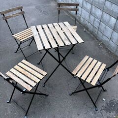 【N05】店頭引き渡し限定 屋外使用中古品 木製 折り畳みテーブ...