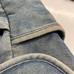 ☆値下げ☆H2506-282 デニムリュック 巾着リュック 色あせあり 一部チャックないですの画像
