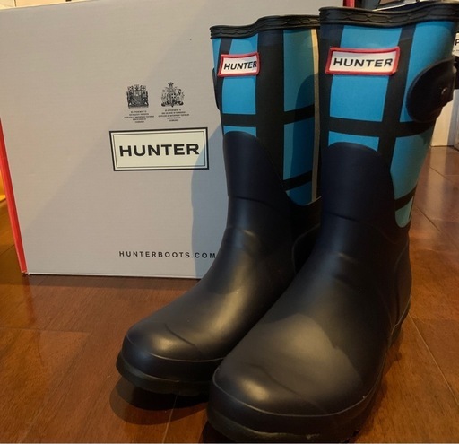 HUNTER ORG SHORT TARTAN　ハンター レインブーツ UK4 ショート おしゃれ長靴  レディース 長靴