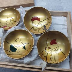 【非対面お渡しOK!】 未使用品 会津若松 白木屋漆器店 七福神 酒坏7個セット うるし塗 天然木の画像