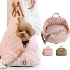 犬 猫 ペットキャリーバッグ M カーキ お散歩バッグ スリング 犬用ショルダーバッグ 折りたたみ式　ペットトートバッグ　お出かけの画像