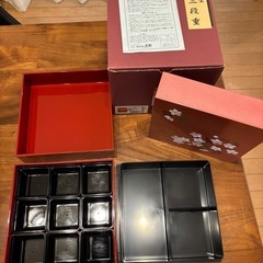 山中塗　三段重　あけぼの桜　ピンク　中子付　6.0寸の画像