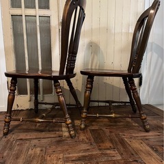 オールドカリモク ウィンザーチェア 2脚セット