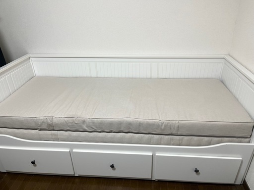 【受付終了】【2023年購入美品】IKEA ベットHEMNES ヘムネス デイベッド 収納・マットレス付き