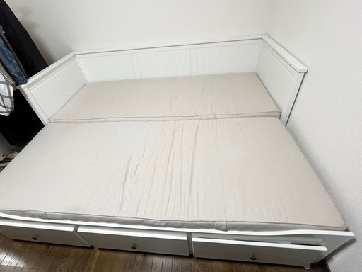 【受付終了】【2023年購入美品】IKEA ベットHEMNES ヘムネス デイベッド 収納・マットレス付き