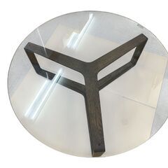 カリモク ガラストップ テーブル 丸型 (約) (幅)90cm×(奥行き)90cm×(高さ)33cm 基本引き取り限定 神奈川県横須賀市の画像