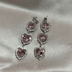 ハートビジューダイヤピアス 量産型