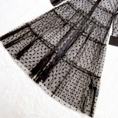 完売品 ザラ ドット柄 チュール ワンピ シフォン メッシュ シャツ ドレス 黒の画像