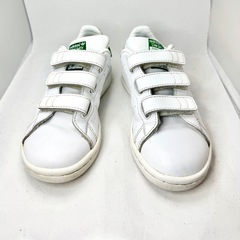 アディダス キッズ スタンスミス 18cm 白×緑の画像
